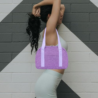 Mini Gym Bag for Women Girl 12 inch Small Gym Tote Lightweight Carry On Bag - color: Light Purple