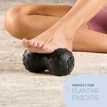 LifePro Velocity Vibrating Peanut Massage Ball with 4-Speed Vibration Modes | Rechargeable, Auto Shutoff, LED Battery Indicator — Double Lacrosse Ball for Deep Tissue Massage, Back, Waist & Feet Wellness - color: Black