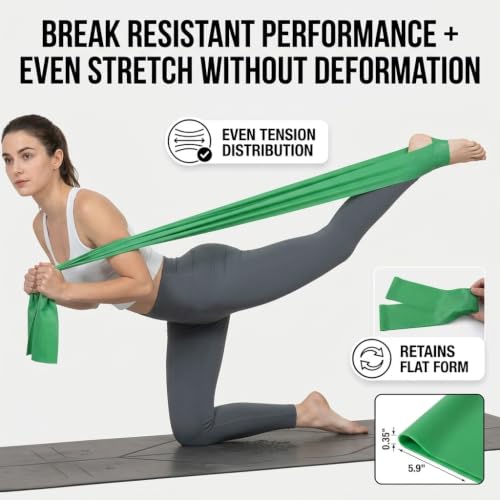 TPE Resistance Bands Flat Exercise Stretch Bands for Yoga Pilates Home Fitness Training - color: Green