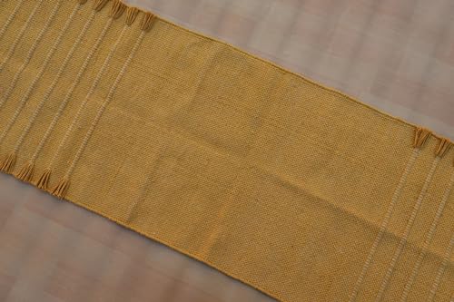 Jaipur Art & Rugs Cotton Yoga Rug - Eco-Friendly Hand-Woven Thick Mat (24”x72”x5mm) for Everyday Fitness at Home - Comfortable & Extra-Long - color: Mustard
