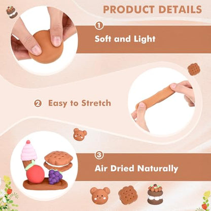 WinnerWhy 72 Pcs Air Dry Clay Bulk 38oz Air Dry Modeling Clay Soft DIY Ultra Light Modeling Clays Magic Foam Crafts for Sculpting Kids Gifts Party School Supplies for Crafts Artisti (Light Brown) - color: Light Brown