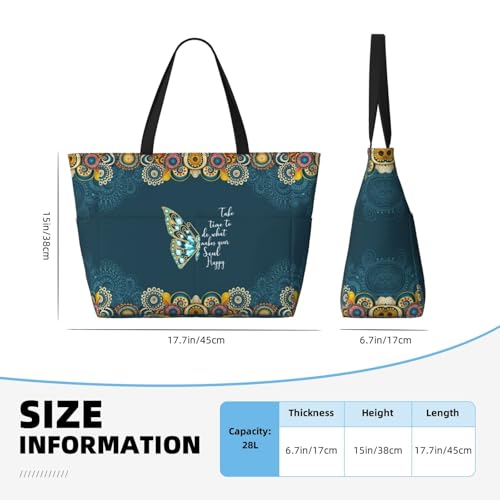 Large Beach Bag for Women Waterproof Foldable Travel Shoulder Tote Bag with Pocket for Weekender Pool Vacation - color: Butterfly Green