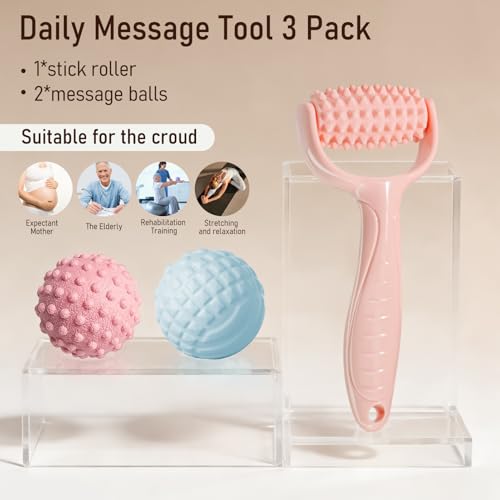 Massage Muscle Roller Stick & Ball Foot Body Myofascial Release Set 3 Pack