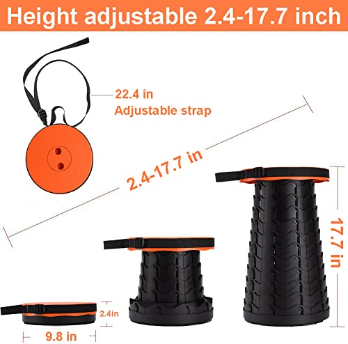 Fishboy Collapsible Stool for Adults, Portable Folding Camping Seat, 400lbs - color: Orange
