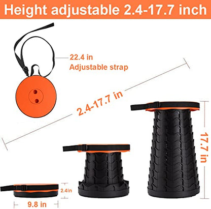 Fishboy Collapsible Stool for Adults, Portable Folding Camping Seat, 400lbs - color: Orange
