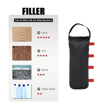 145 LBS Canopy Weights Sand Bags, 4-Pack Sand Bags for Weight Outdoor Advertising Tent Sunshade Fixed Windproof Pop up Canopy Tent Weights(Black-red Straps) - color: Black-red straps