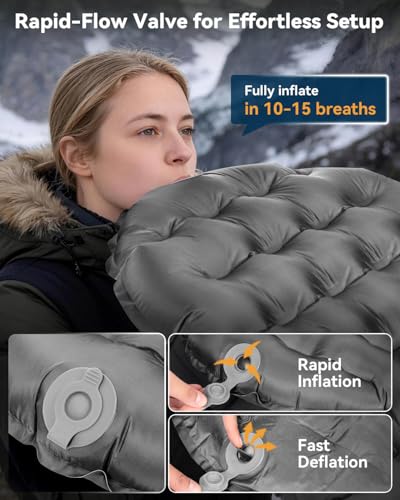 Hikenture R4 Backpacking Sleeping Pad, Ultralight Camping Mattress - color: Grey