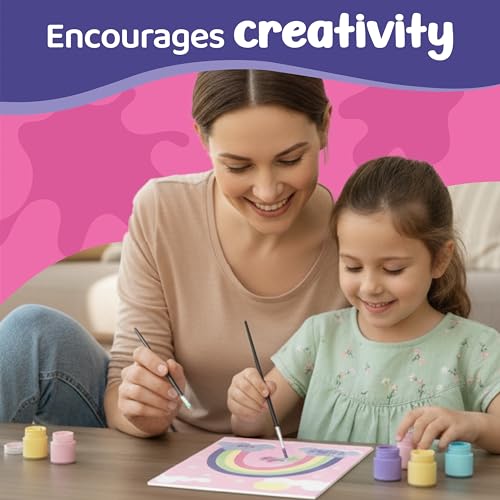 jackinthebox Paint by Numbers Unicorn Craft Activity for Girls for Ages 6–9 | Easy paint-by-number activity with 8X10 inch 3 unicorn canvas design,art & craft painting kit Gift for creative kids ages 6-9