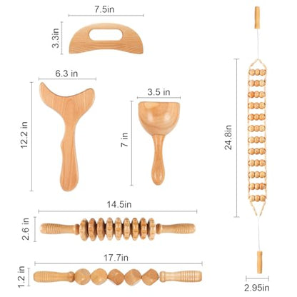 KintKita Wood Therapy Massage Tool 6 in 1,Lymphatic Drainage Massager Maderoterapia Kit Professional Body Cellulite Massager for Body Sculpting,Contouring,Relief Muscle,Anti-Cellulite