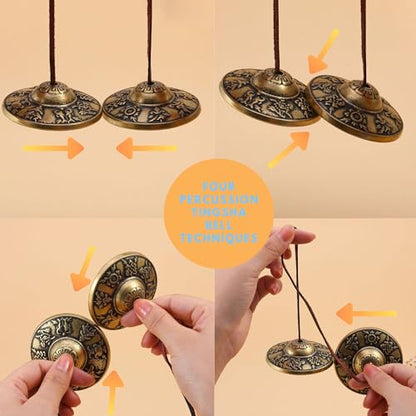 Tibetan Tingsha Cymbals Meditation Chime Bells (8 Lucky Symbols) - color: 8 Lucky Symbols