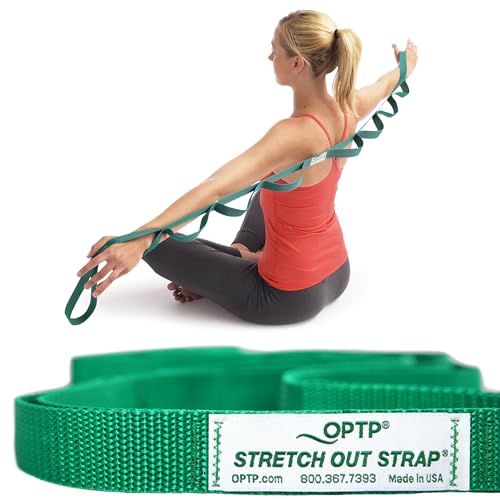 OPTP The Original Stretch Out Strap with Exercise Book, USA-Made Yoga Strap | USA-made Stretch Out Strap for flexibility & mobility, physical therapy, yoga stretching strap & knee therapy strap