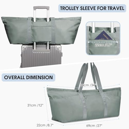 sportsnew Large Yoga Mat Bag Trolley Sleeve Gym Carrier Shoe Bag Wet Pocket | water-resistant fabric, large capacity,wide full-zip opening,separate shoe bag,2 yoga mat holder straps,multi-pocket storage - color: Greenish Grey