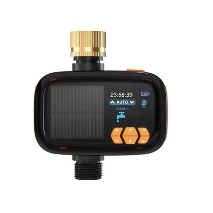 VIDAGARVIS Solar Watering Timer with LCD Display Type-C Charging Manual Mode and 10 Automatic Schedules IP55 Waterproof Outdoor Use
