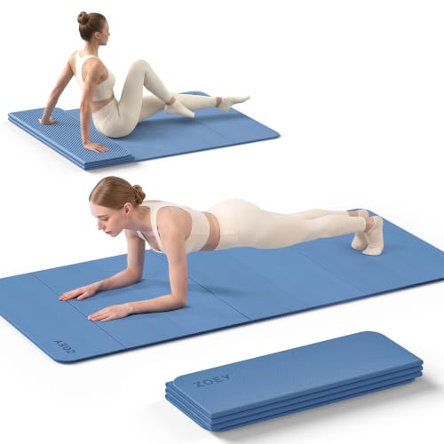 ZOEY 7-Fold Foldable Yoga & Exercise Mat, 74.8x31.5 Extra Wide 31.5 Inch XL Extra Large Lightweight Mat, Folding Pilates Stretching Mat, Anti-Slip Double Non Slip Noise Reducing Hot Yoga Mat, Odorless Non Toxic Eco TPE Workout Mat for Beginners Women Men,