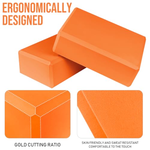 9"x6"x3" Yoga Block, 2 Pcs Soft Non-Slip Foam Blocks Supportive - color: Orange