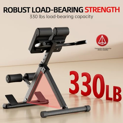 Roman Chair Hyperextension Bench – Adjustable Back Extension Machine for Glutes, Hamstrings & Lower Back – Foldable Multi-Purpose Workout Equipment for Home Gym - size: Medium