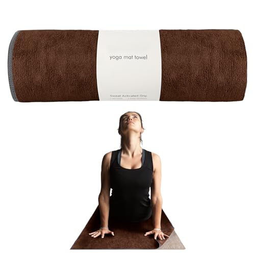 Muka Yoga Mat Towel for Hot Yoga Non-Slip, Pilates Mat Cover Absorbent Soft Gym Sweat Towel 72x24 Inch - color: Brown