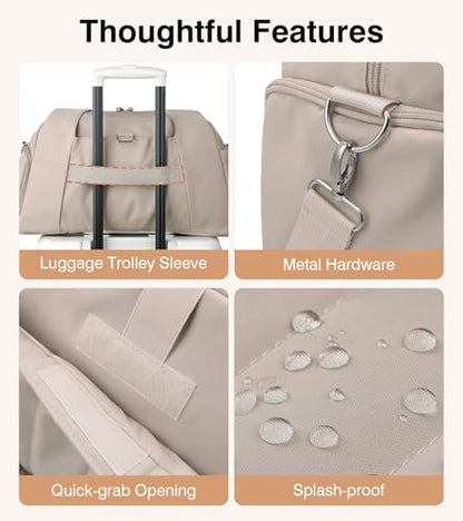 Marvolia Gym Bag for Women with Yoga Mat Holder, Khaki - color: Khaki