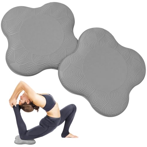 Yoga Knee Pads 2 Pack, Foam Kneeling Cushions - Non-Slip Pilates Knee Pad Cushion & Wrist Support - Portable Workout Knee Pads for Meditation, Kneeling, Balance, Floor, Pilates,Yoga - color: Grey