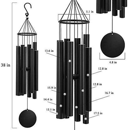 ASTARIN Large Wind Chimes for Outside(38 inch) - size: 38“ Black