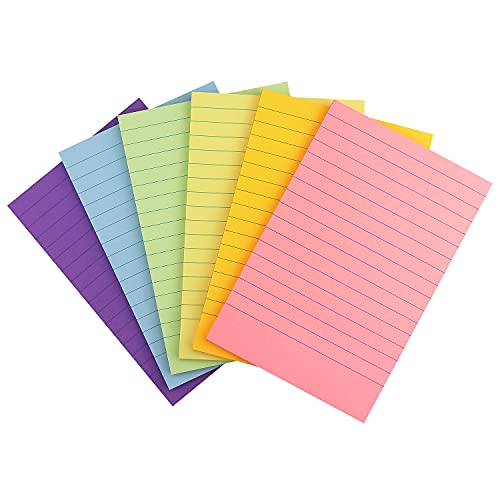Early Buy Sticky Notes with Lines 4x6 in, 6 Pastel Color, 45 Sheets/Pad | Lined Sticky Notes - color: 6 Pastel Color