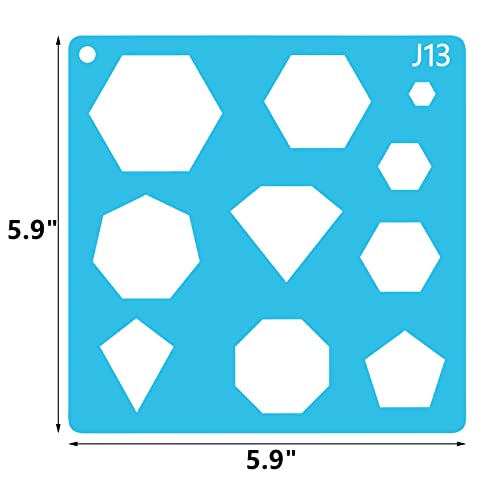 Peohud 40 Pieces Geometric Shaped Stencils, Simple Drawing Chalk Stencils, Colorful Art Painting Template Set for DIY Craft, 5.9 x 5.9 Inches - size: 5.9 inches (square)