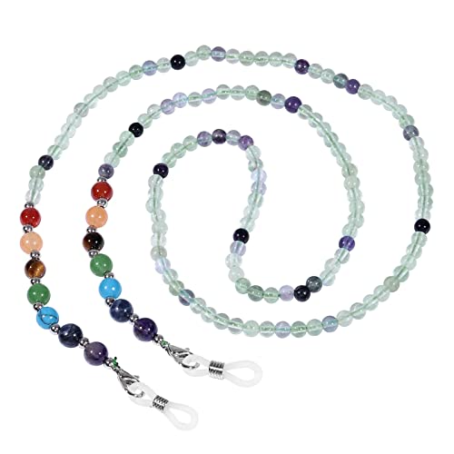 TUMBEELLUWA Reiki 7 Chakra Stone Beads Eyeglasses Chain for Women Men - color: Green and Purple