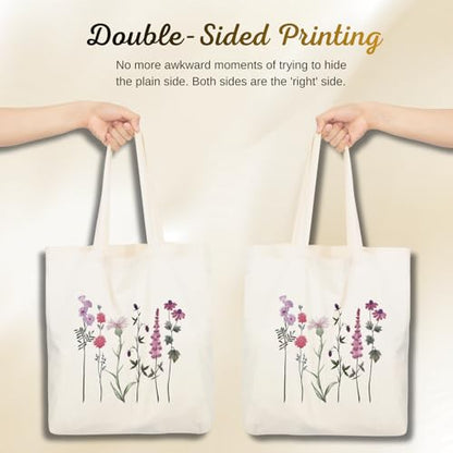 Aesthetic Canvas Tote Bag for Women with Inner Pocket - color: Flower-pink