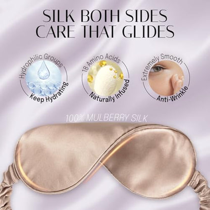 Silk Sleep Mask Eye Mask Blindfold with Double Layer Silk Filling and Elastic Strap for Full Night's Sleep, Travel and Nap, Soft Eye Cover Eyeshade with Luxury Bag and Ear Plugs by OLESILK (Camel) - color: Camel