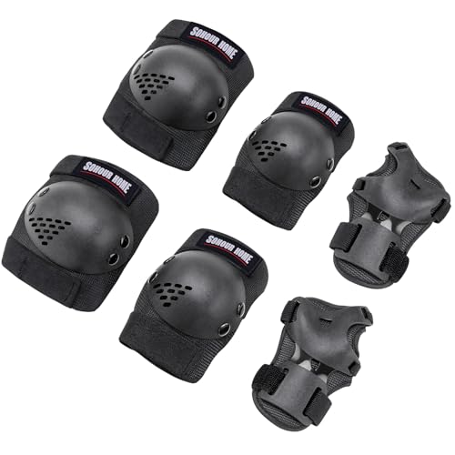 Kids/Youth Knee Pads Elbow Pads Wrist Guards 3 in1Protective Set, for 3-15 Years Child Roller Skates, Cycling, Inline Skating, Skateboard, BMX Bike, Balance Bike, Scooter Riding Sports - color: Black, size: Small (3-7 years)