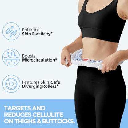 Cellulite Massage Tool - Lymphatic Drainage Massager - Muscle Roller, Deep Fascia Massage, Dimpled Skin Removal, Legs/Thighs/Buttocks, Anti-Cellulite Roller, Smooth Skin (14 Wheel - Blue) - color: White Blue