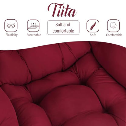 Tiita Lazy Chair with Ottoman, Comfy Reading Accent Chair, Burgundy - color: Burgundy