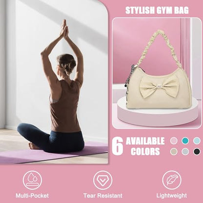 WOLT Gym Bag For Women, Yoga Mat Bag with Shoes Compartment, Wet Pocket and Water Bottle Pocket - color: Beige