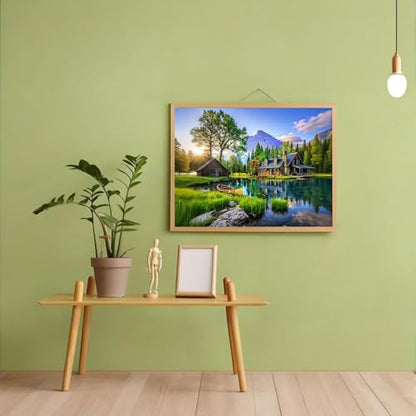 Shouruihua Diamond Painting Kits for Adults, Mountain Scene Diamond Art Kit | Tranquil Mountain Cabins & Lakes, Gem Art, Diamond Dotz Kits, Diamond Dots, Full Round Drill Diamond Painting, 15.7x11.8 in - color: Natural Scenery