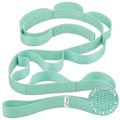 TECEUM Stretching Strap with 10 Loops for Physical Therapy & Rehab - color: Light Green, size: Polyсotton 1” W - 10 Loops
