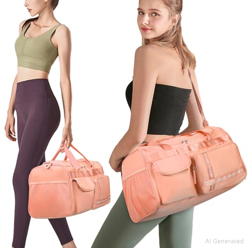 MAXTOP Large Gym Bag for Women Men Duffle Bag With Wet Dry Separation - color: Orange, style: Gym Bag