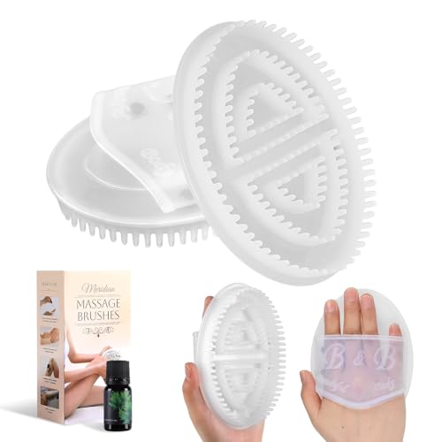 2 Pcs Meridian Brush, Wood Therapy Massage Tools with Essential Oil | Handheld Meridian Massage Brush for Belly Fat Cellulite Massage Tool for Legs Arms Back TPU Office Workers Stress Relieve - color: White
