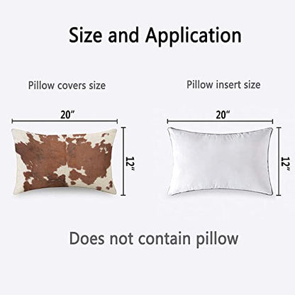 TKS MITLAN Brown Cowhide Throw Pillow Case Cushion Cover for Use As A Background in Full Frame Linen Couch Bed Sofa Car Waist Cushion Cover 12 x 20 inch - color: Brown Cowhide, size: 20" x 12" (Pack of 1)
