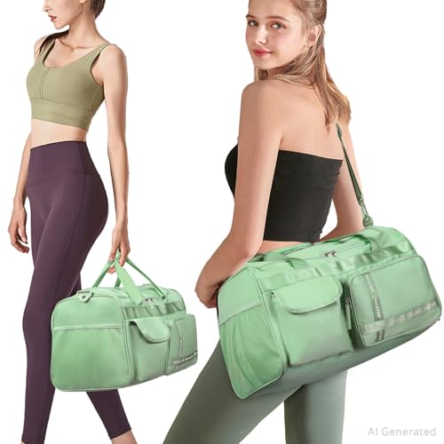 MAXTOP Large Gym Bag for Women Men Duffle Bag With Wet Dry Separation - color: Matcha Green, style: Gym Bag