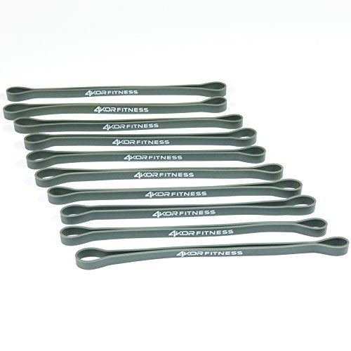 4KOR Fitness Resistance Loop Band Set, Perfect for Crossfit, Yoga, Physical Therapy, and Booty Building - color: Set of 10 Extra Thick 0.5” wide/Grey