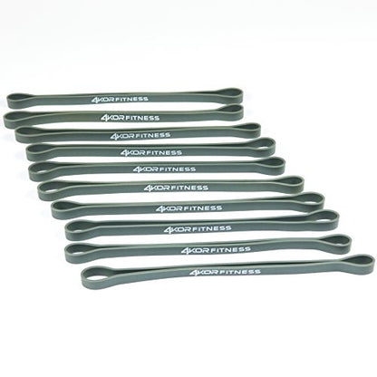 4KOR Fitness Resistance Loop Band Set, Perfect for Crossfit, Yoga, Physical Therapy, and Booty Building - color: Set of 10 Extra Thick 0.5” wide/Grey