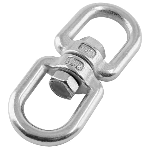 Bonsicoky Heavy Duty M8 304 Stainless Steel Swing Swivel | 360 Degree Rotational Device, For Web Tree Swing, Hammock Chair, Aerial Yoga, Climbing Rope, Hold Up to 1200LB - color: M8, size: 1 PCS