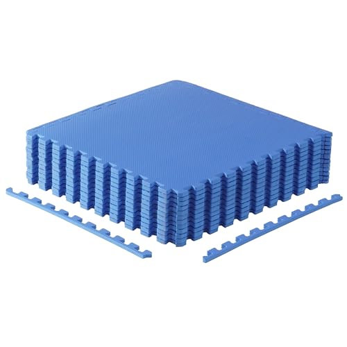 CAP Puzzle Exercise Mats | 1/2” Thick EVA Interlocking Foam Tiles for Home Gym Flooring | Multiple Options - color: T - Blue, style: 12 Tiles (48 SQ FT)