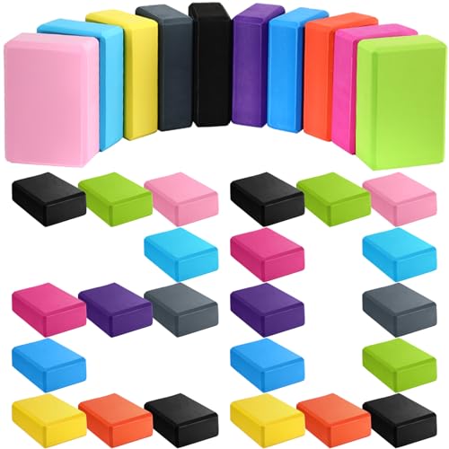 20 Pcs Foam EVA Yoga Blocks Lightweight Yoga Bricks Non Slip Supportive Foam Blocks Prop Accessories for, Pilates, Stretching and Meditation, Women Men Yogi Beginners (Multicolor)