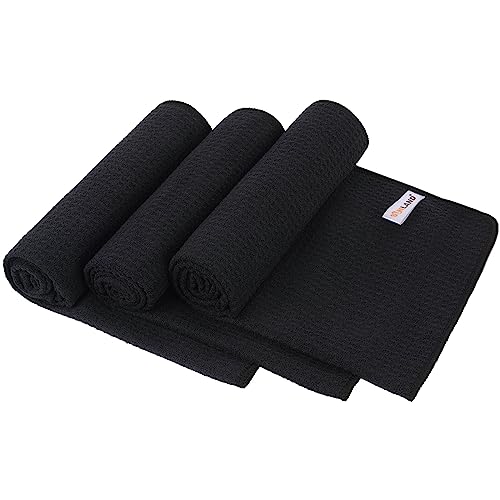 SUNLAND Microfiber Workout Gym Sweat Towels for Men | Fast Drying, Fitness Sports Towel, For Women, Lightweight Multi-Purpose, Hot Yoga Towel - color: Black, size: 16x32inch