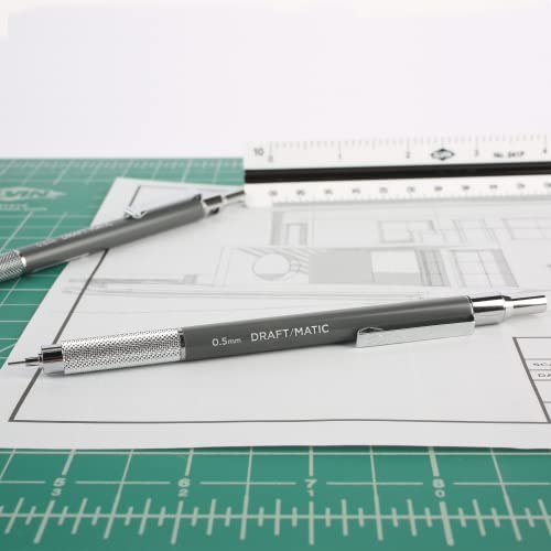 ALVIN DM05 Draft/Matic® Mechanical Pencil, 0.5mm, Stainless Steel Drawing and Design Tool for Students and Professionals, Great for Drafting, Architecture, Engineering, and Art - color: Black