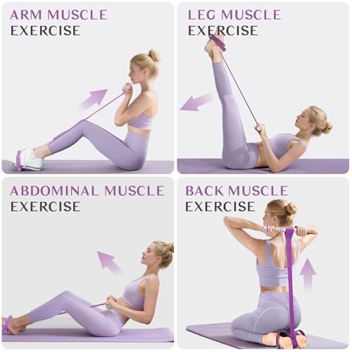 DEFUNX Foot Pedal Resistance Band with Handle Multifunction Tension Rope for Women Exercise Fitness Workout Stirrup Puller - color: Purple