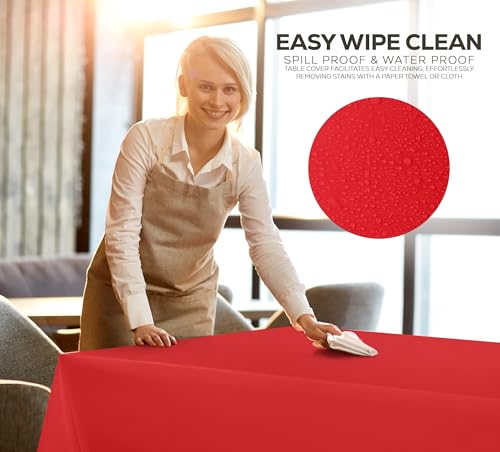 Utopia Kitchen Plastic Table Cloth Disposable [Red, 6 Pack] | Rectangle Tablecloth Waterproof Stain Resistant Party Table Cover - color: Red, size: 54X108 Inch - 6PC