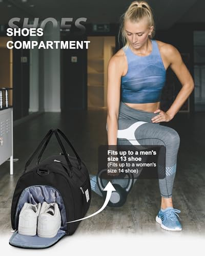 Gym Bag Womens Mens with Shoes Compartment Travel Duffel Bag for Women for Plane Sport Gym Tote Bags Swimming Yoga Weekend Overnight Carry on Bag Hospital Holdalls 4Pcs Set Black - color: P1-Black