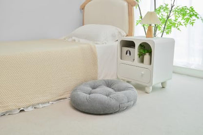 Floor Pillow Cushion with Handle for Adults Women Men | Large Meditation & Sitting Cushion Pillow for Tatami, Living Room, Yoga (2, Gray, Round, 22" x 22" x 6") - color: Gray, Round
